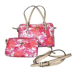 Coach Peyton Bennett Mini Leather Crossbody Satchel & Matching Floral Wristlet